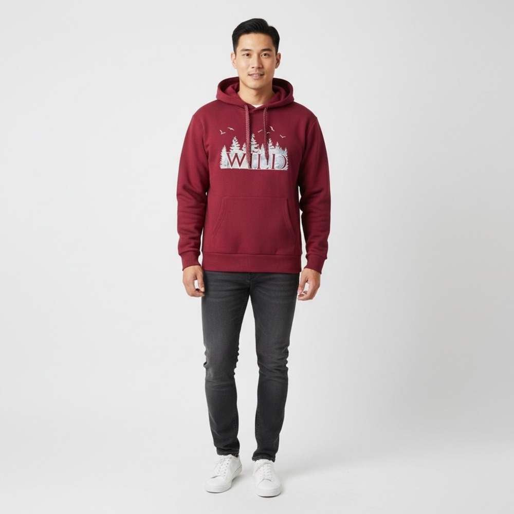 Mountain Warehouse Wild Graphic Hoodie Burgundy Maroon Mens‎ US 10 Pullover